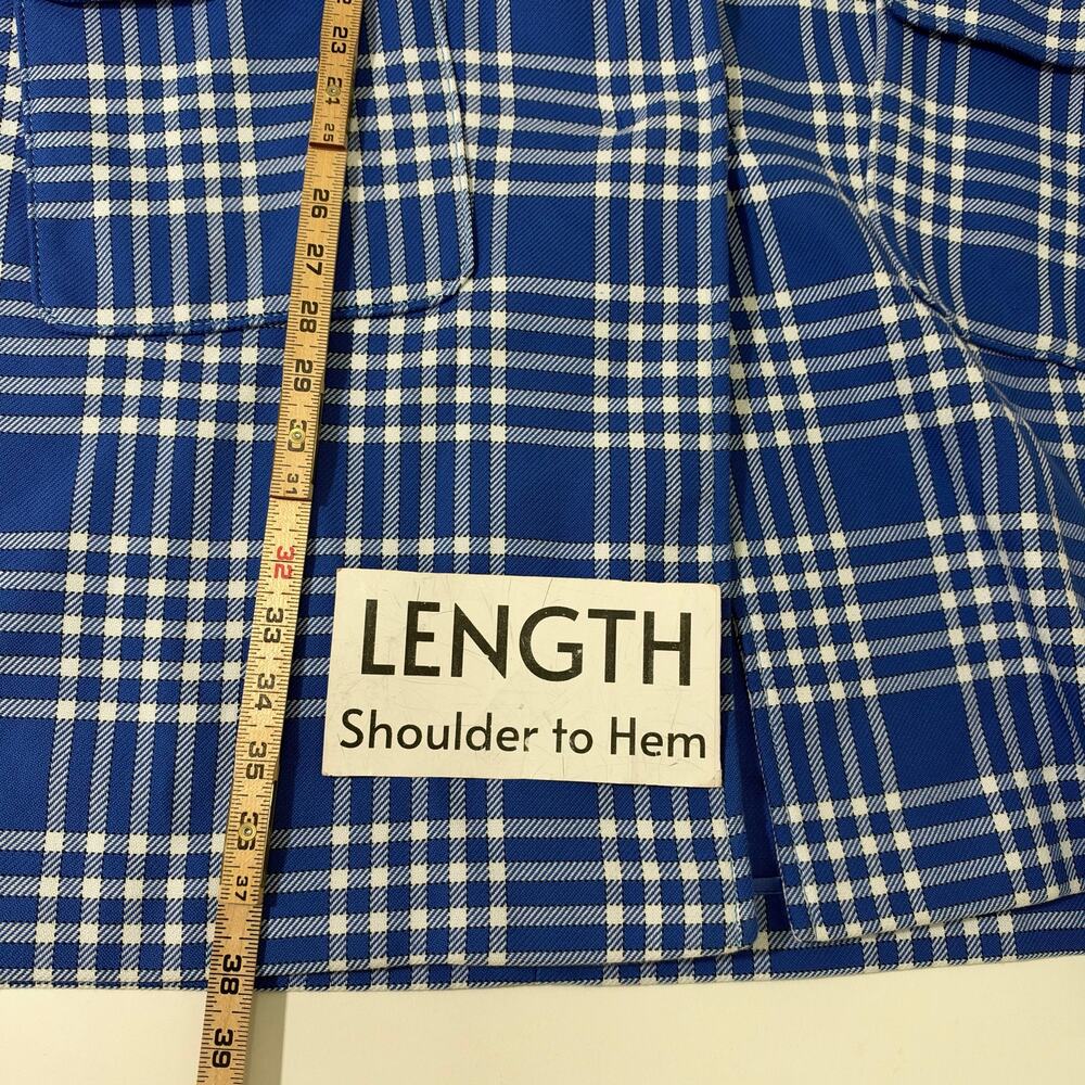NWT Marina Rinaldi Blue & White Checked Overcoat US 16 Preppy Coastal Academia - Picture 8 of 12